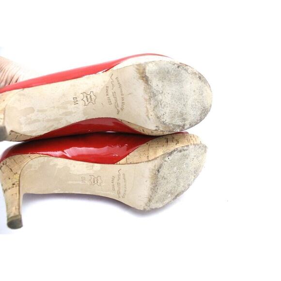 Via Spiga Red Alexis Cork Heel Open Toe Platform Pumps Size 8 M RETAIL $198 - Picture 5 of 6